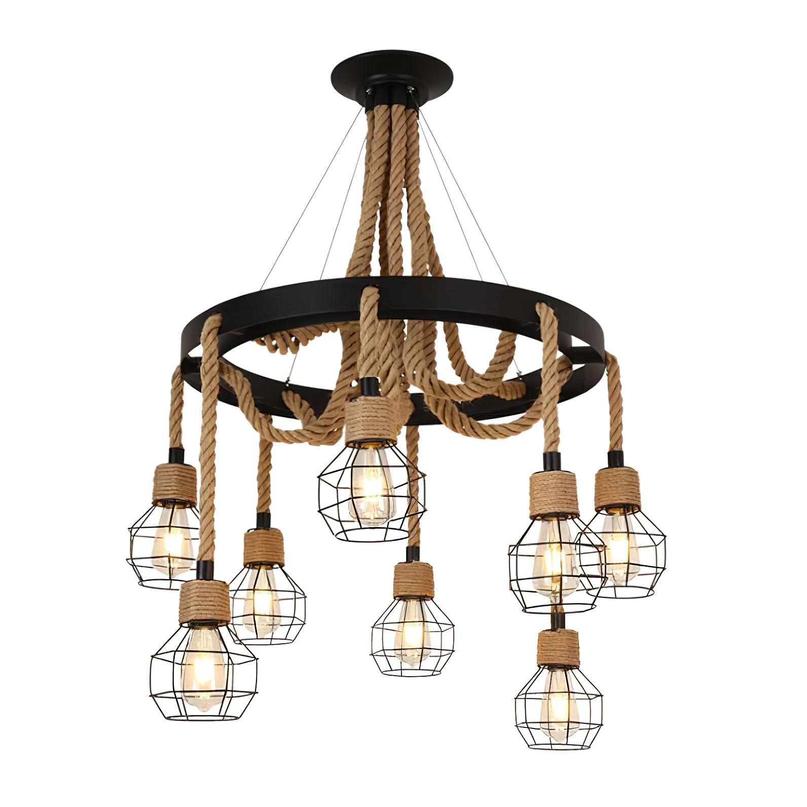 Hemp Rope Industrial Starfall Chandelier - Lamp Outdoor