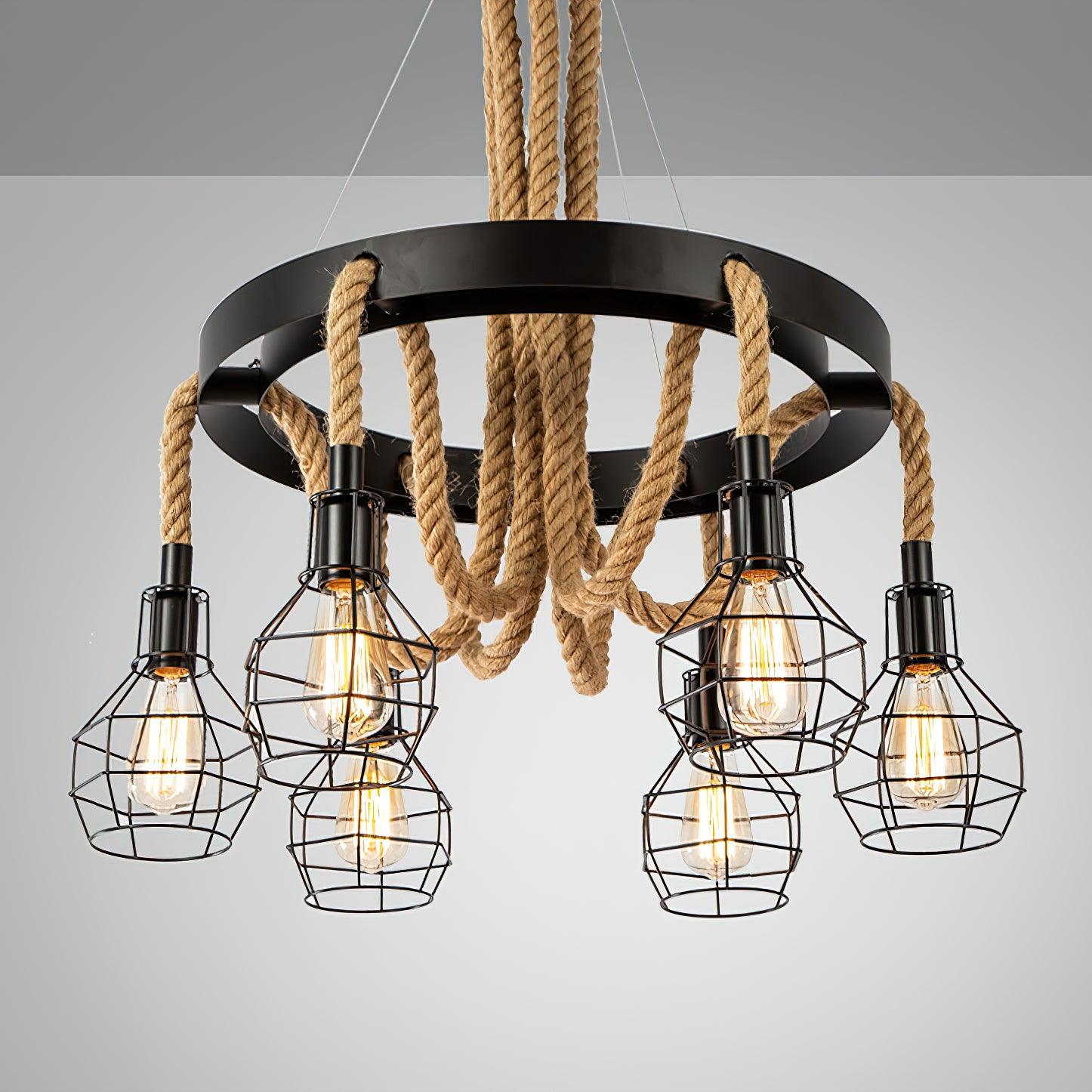 Hemp Rope Industrial Starfall Chandelier - Lamp Outdoor