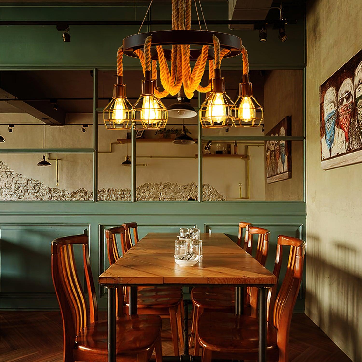 Hemp Rope Industrial Starfall Chandelier - Lamp Outdoor
