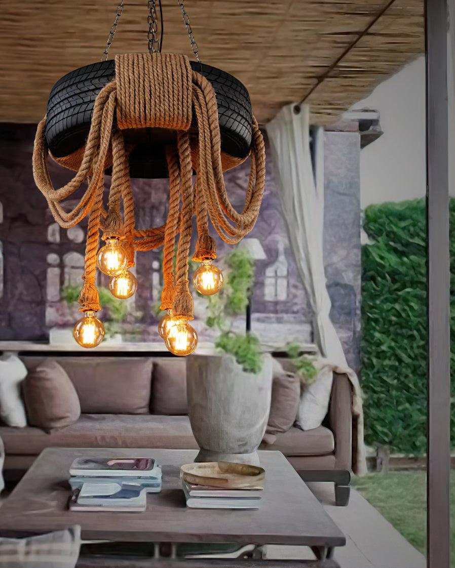 Larry Industrial Metal Chandelier - Lamp Outdoor