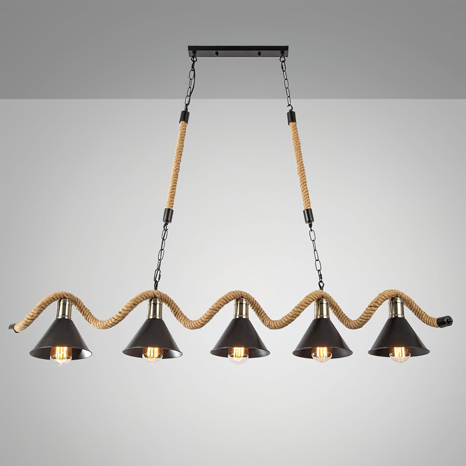 Hemp Rope Industrial Wave Chandelier - Lamp Outdoor