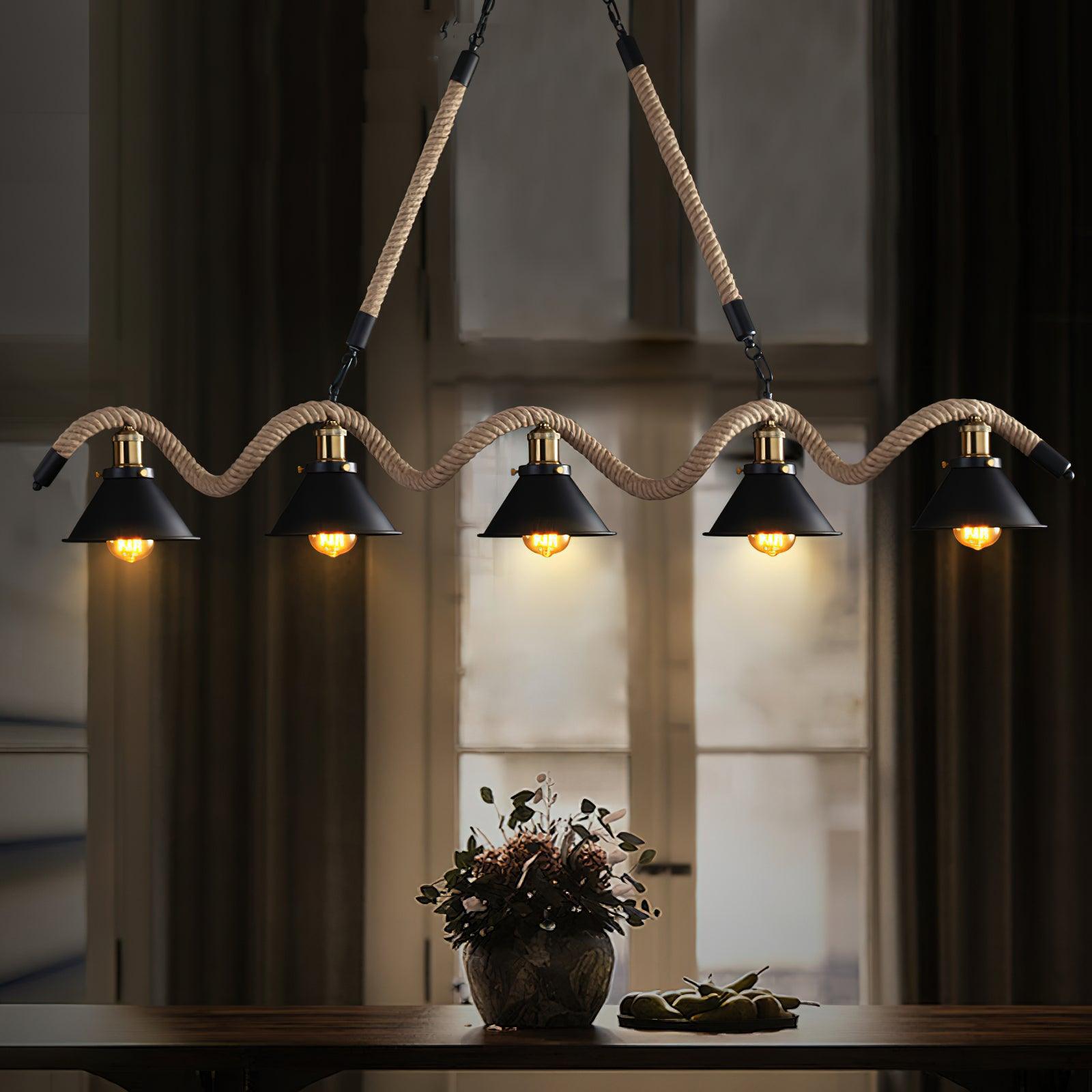 Hemp Rope Industrial Wave Chandelier - Lamp Outdoor