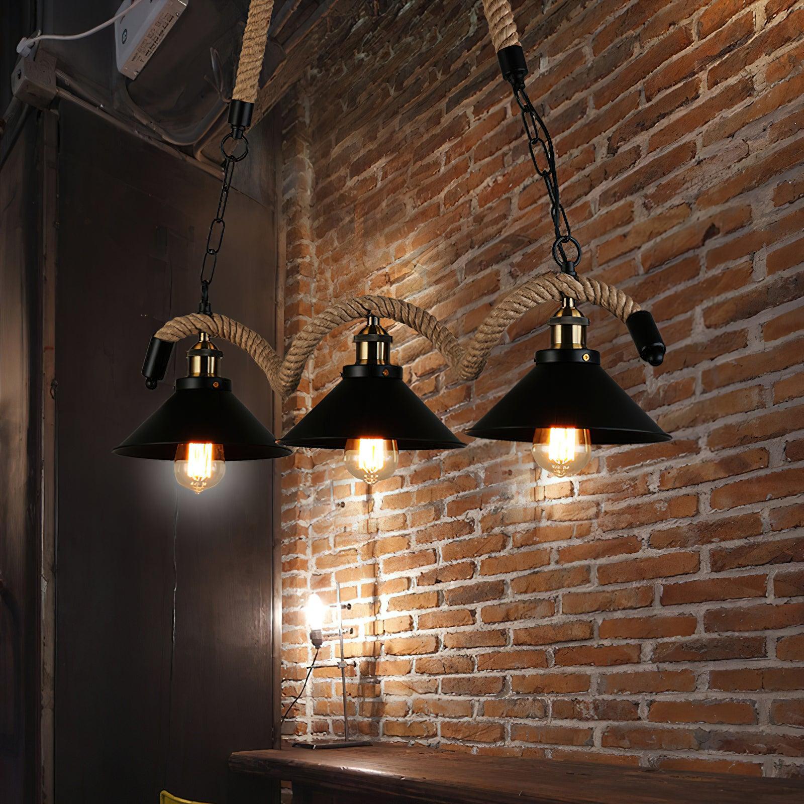 Hemp Rope Industrial Wave Chandelier - Lamp Outdoor