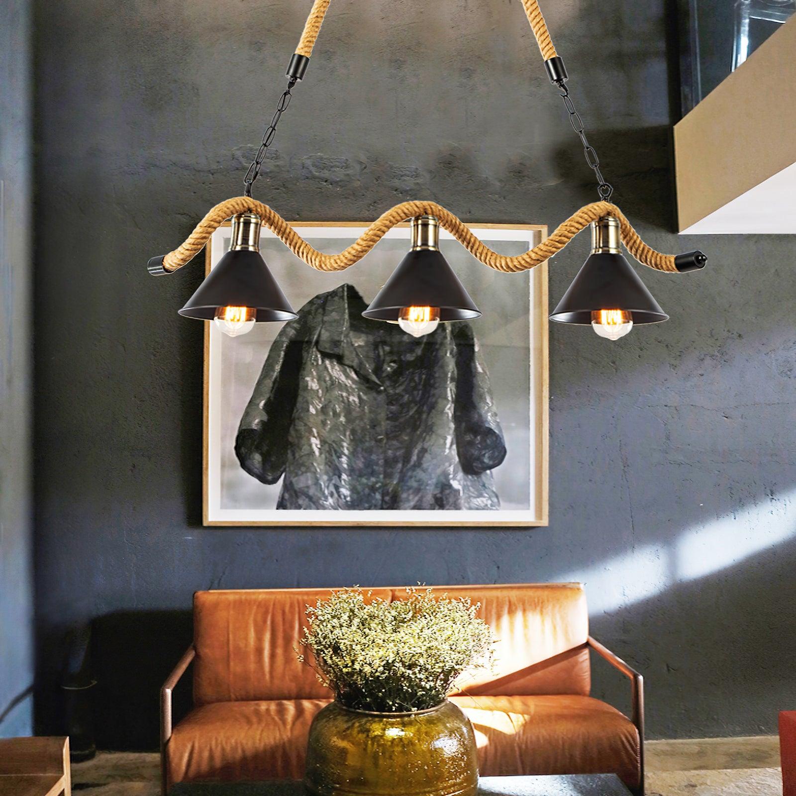 Hemp Rope Industrial Wave Chandelier - Lamp Outdoor
