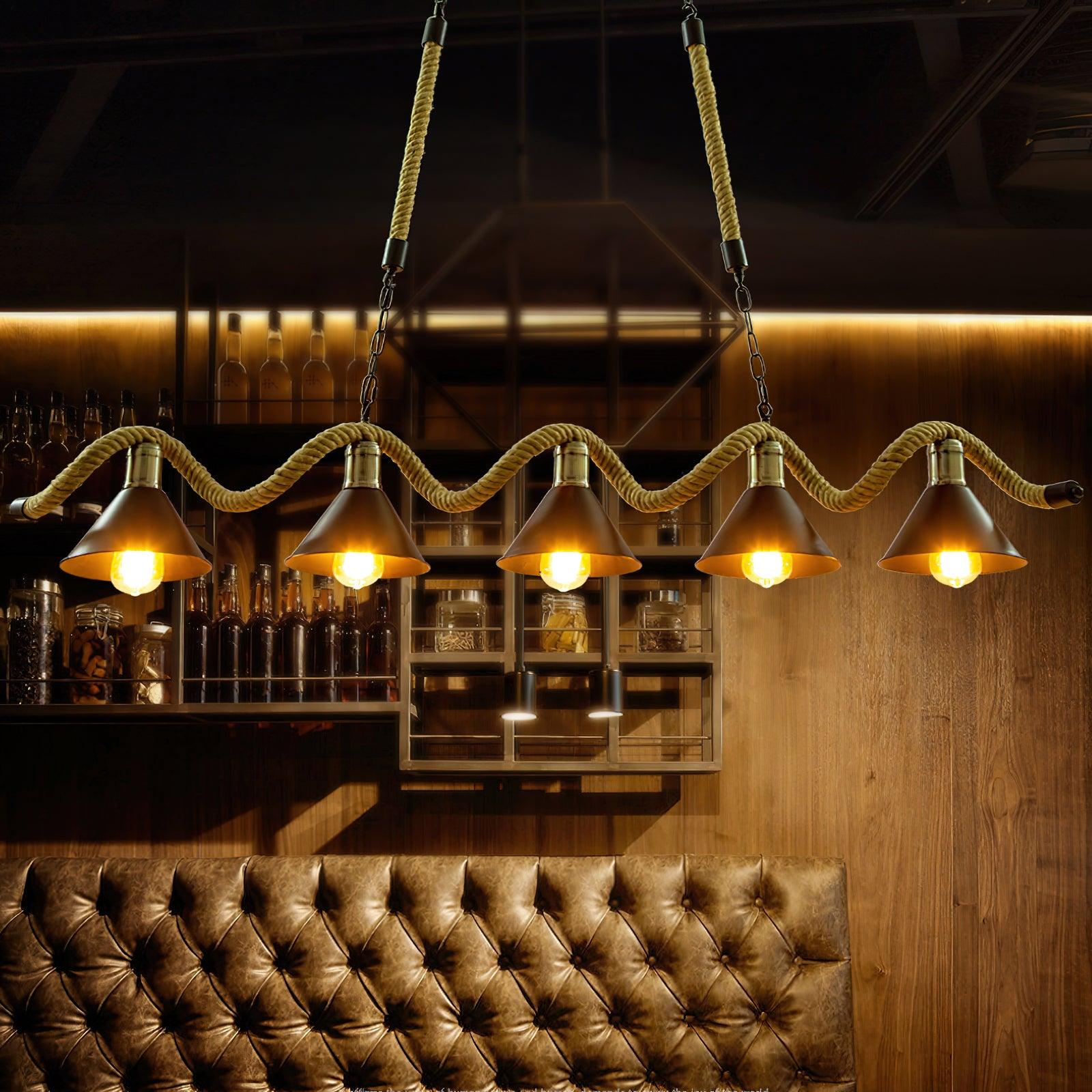 Hemp Rope Industrial Wave Chandelier - Lamp Outdoor