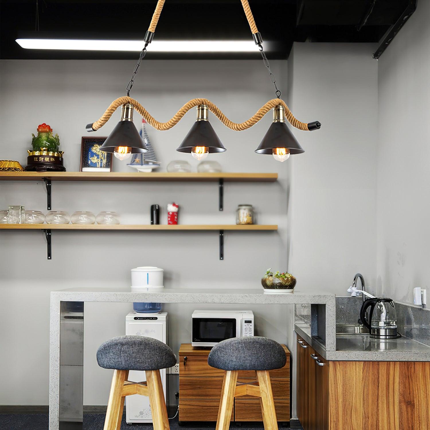 Hemp Rope Industrial Wave Chandelier - Lamp Outdoor