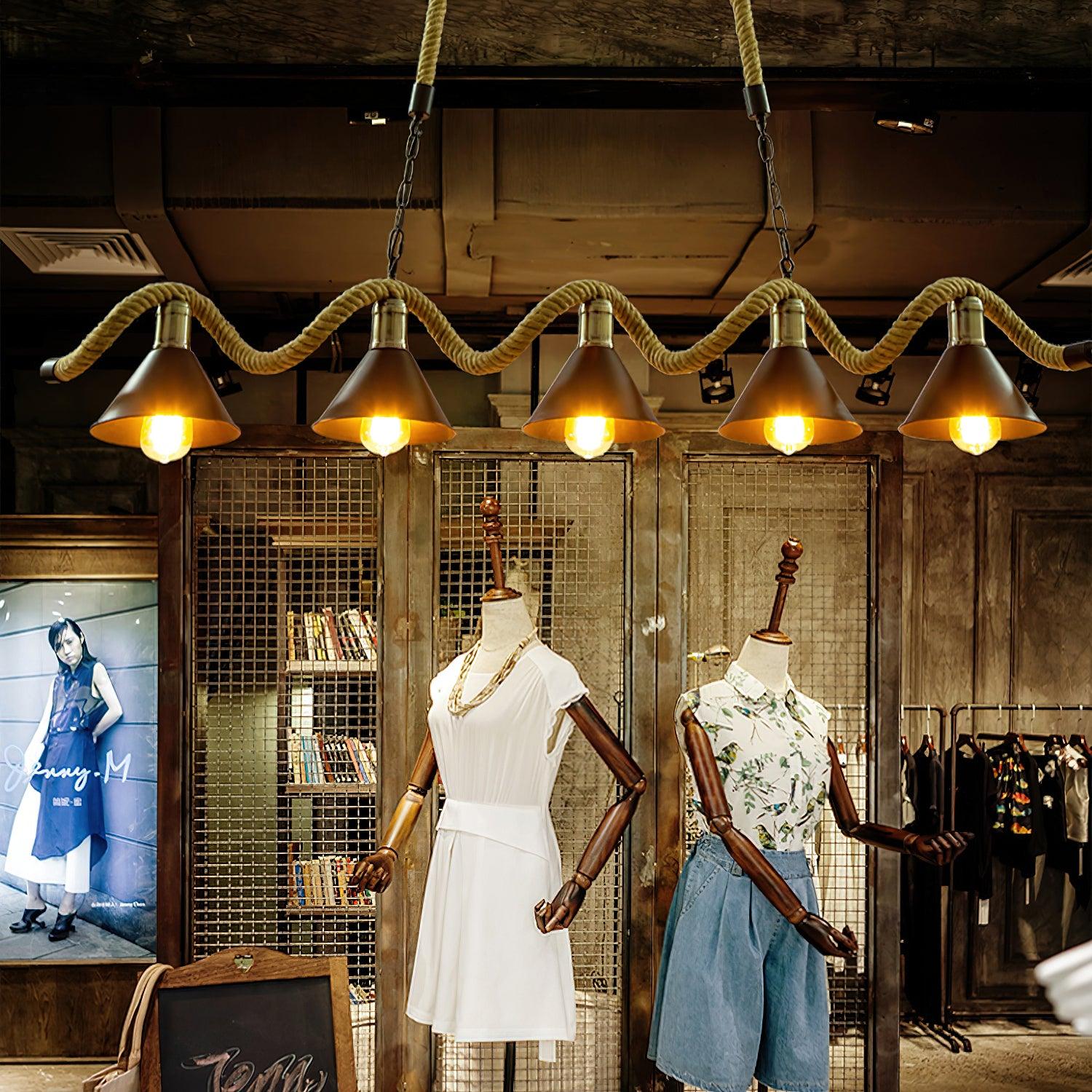 Hemp Rope Industrial Wave Chandelier - Lamp Outdoor
