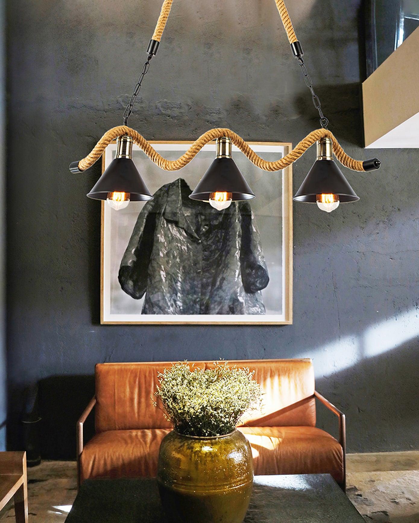 Hemp Rope Industrial Wave Chandelier - Lamp Outdoor