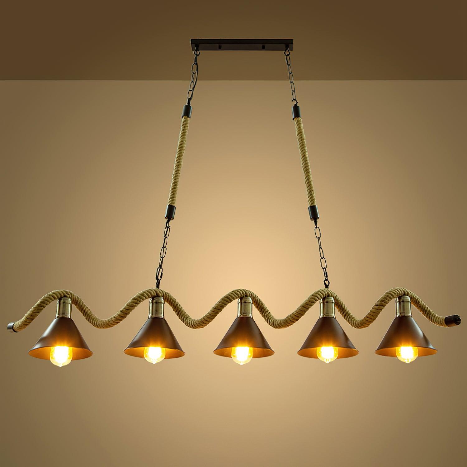 Hemp Rope Industrial Wave Chandelier - Lamp Outdoor
