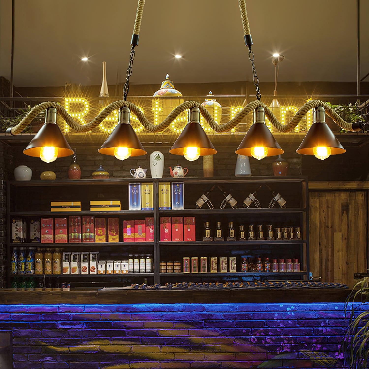 Hemp Rope Industrial Wave Chandelier - Lamp Outdoor