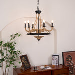 Hemp Rope Industrial Large Wheel Chandelier - Lamp Outdoor