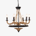 Hemp Rope Industrial Large Wheel Chandelier - Lamp Outdoor