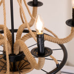 Hemp Rope Industrial Large Wheel Chandelier - Lamp Outdoor