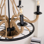Hemp Rope Industrial Large Wheel Chandelier - Lamp Outdoor