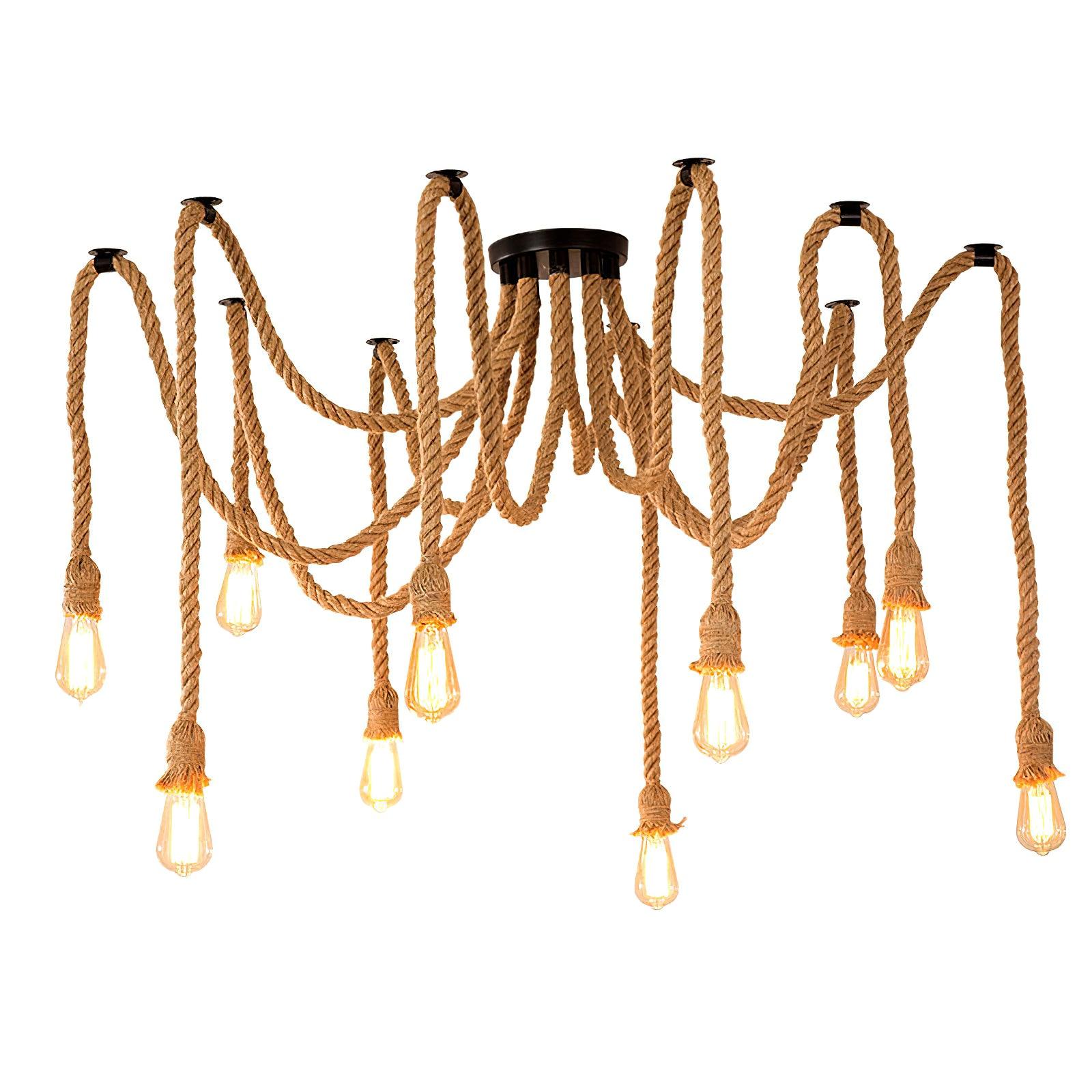 Hemp Rope Scattered Flower Chandelier - Lamp Outdoor