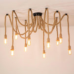 Hemp Rope Scattered Flower Chandelier - Lamp Outdoor