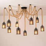 Hemp Rope Scattered Flower Chandelier - Lamp Outdoor