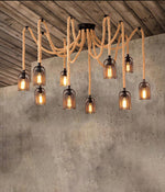 Hemp Rope Scattered Flower Chandelier - Lamp Outdoor