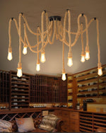 Hemp Rope Scattered Flower Chandelier - Lamp Outdoor