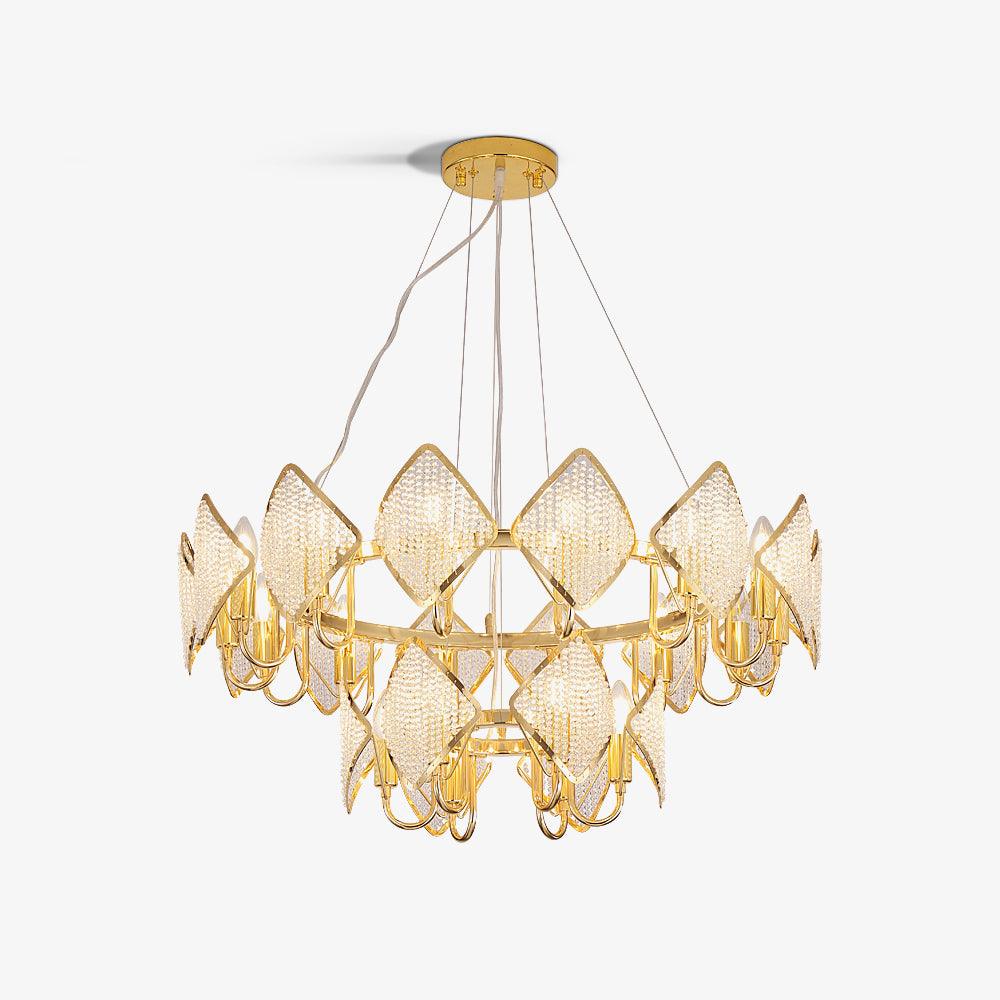 Aurora Chandelier Crystal Leaf Double-Tier - Lamp Outdoor