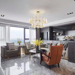 Aurora Chandelier Crystal Leaf Double-Tier - Lamp Outdoor