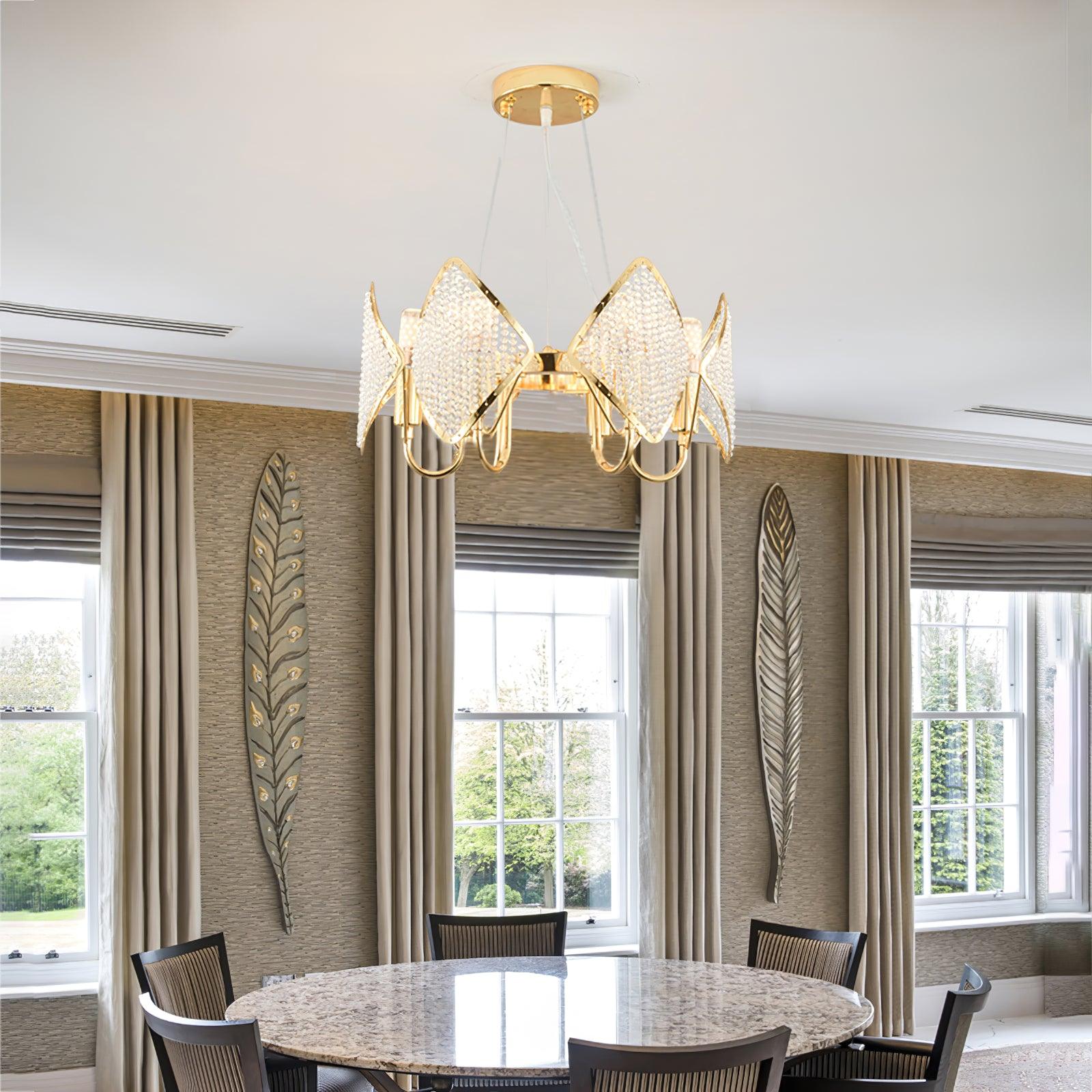 Aurora Chandelier Crystal Leaf Double-Tier - Lamp Outdoor