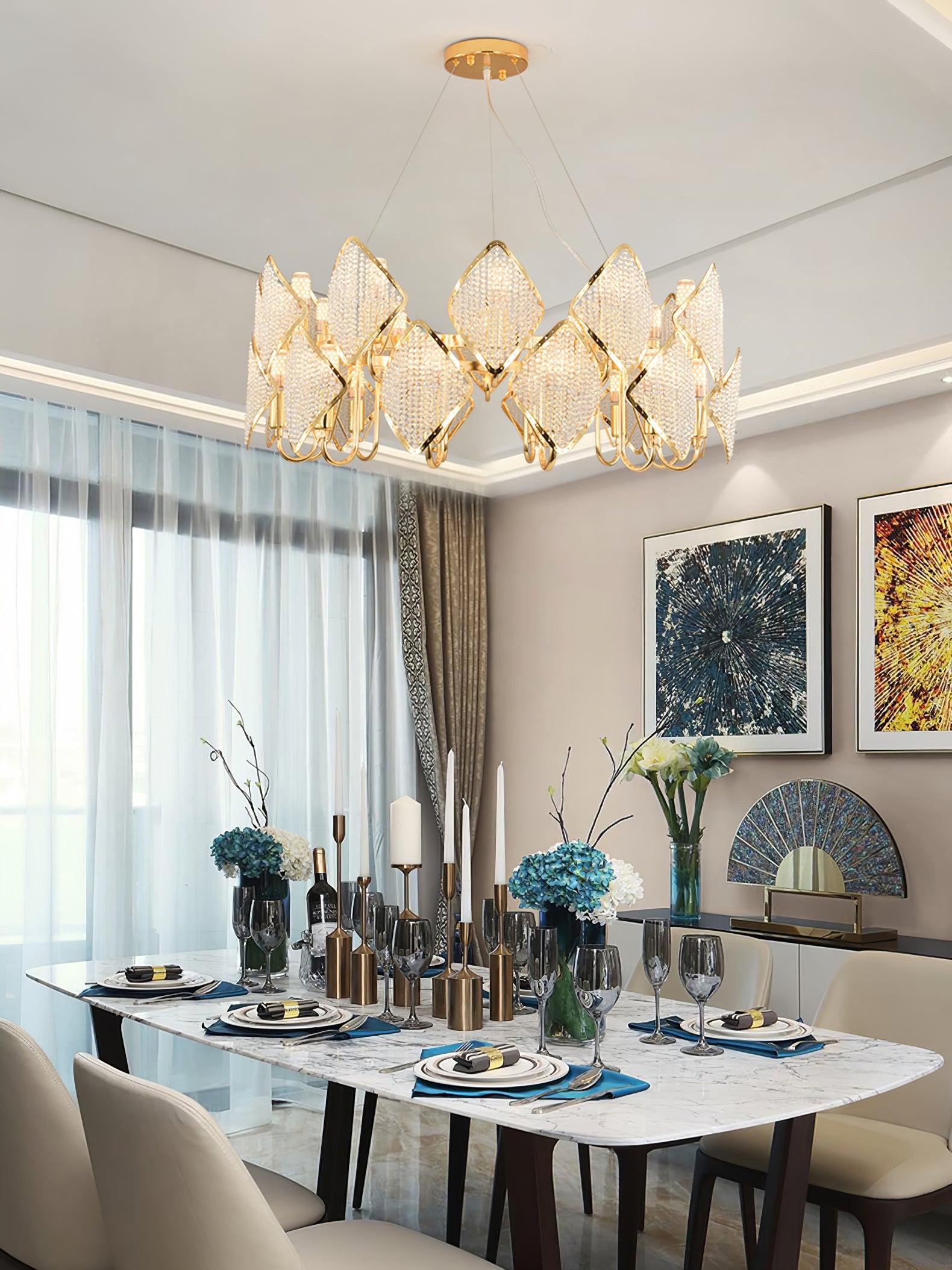 Aurora Chandelier Crystal Leaf Double-Tier - Lamp Outdoor