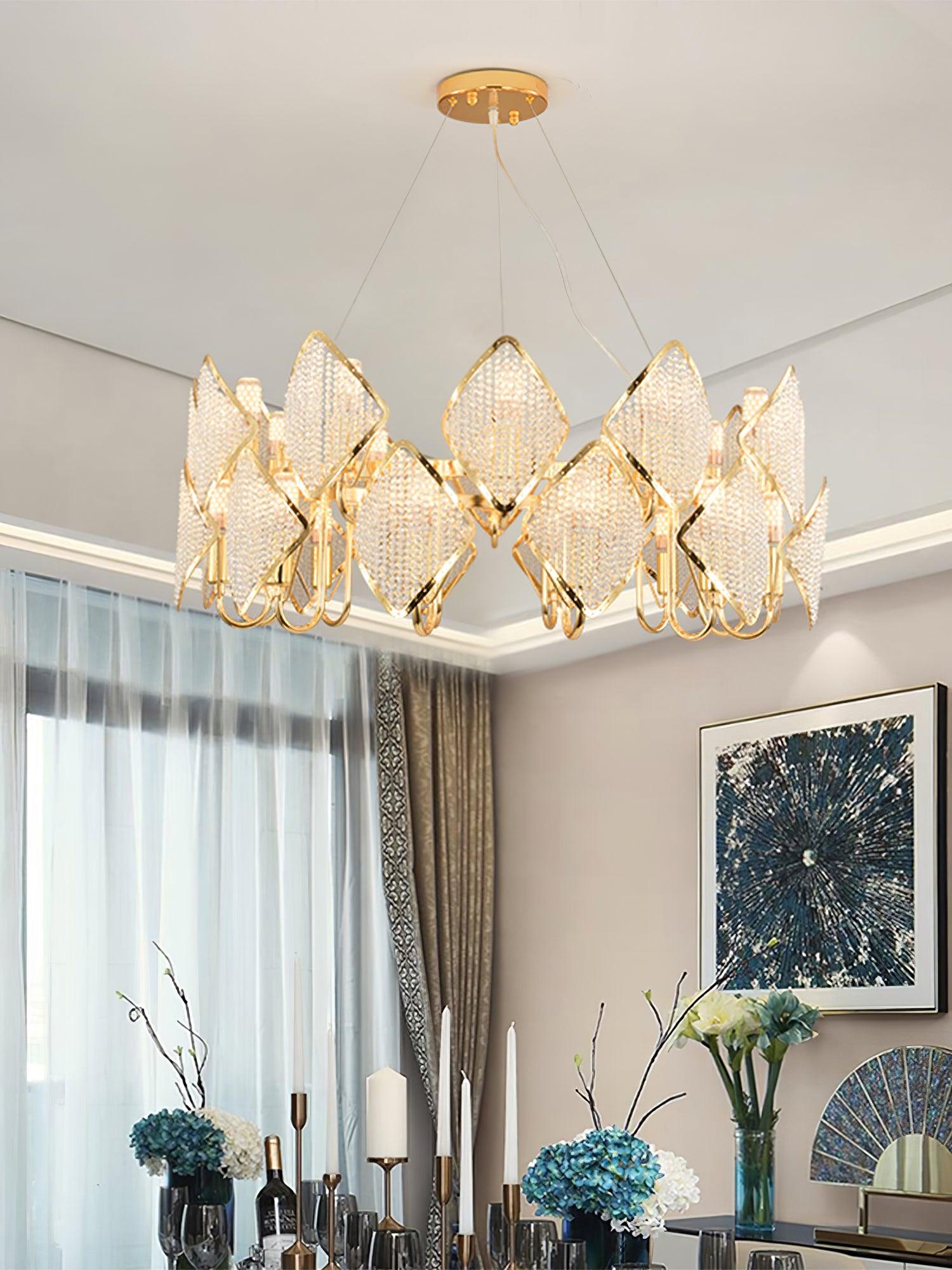 Aurora Chandelier Crystal Leaf Double-Tier - Lamp Outdoor