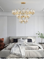 Aurora Chandelier Crystal Leaf Double-Tier - Lamp Outdoor
