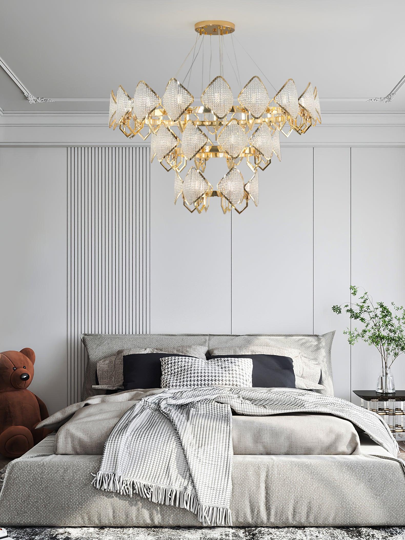 Aurora Chandelier Crystal Leaf Double-Tier - Lamp Outdoor