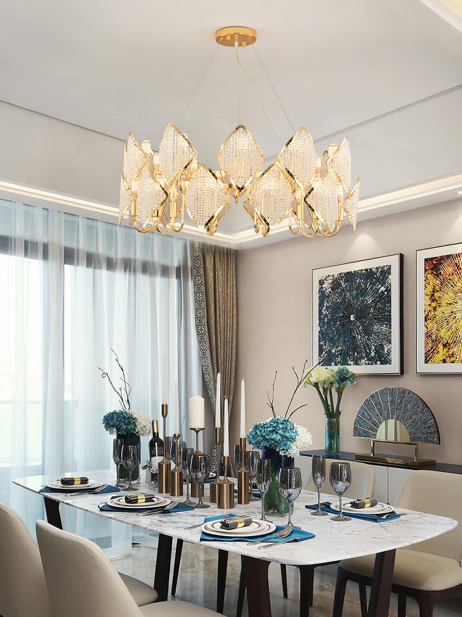 Aurora Chandelier Crystal Leaf Double-Tier - Lamp Outdoor