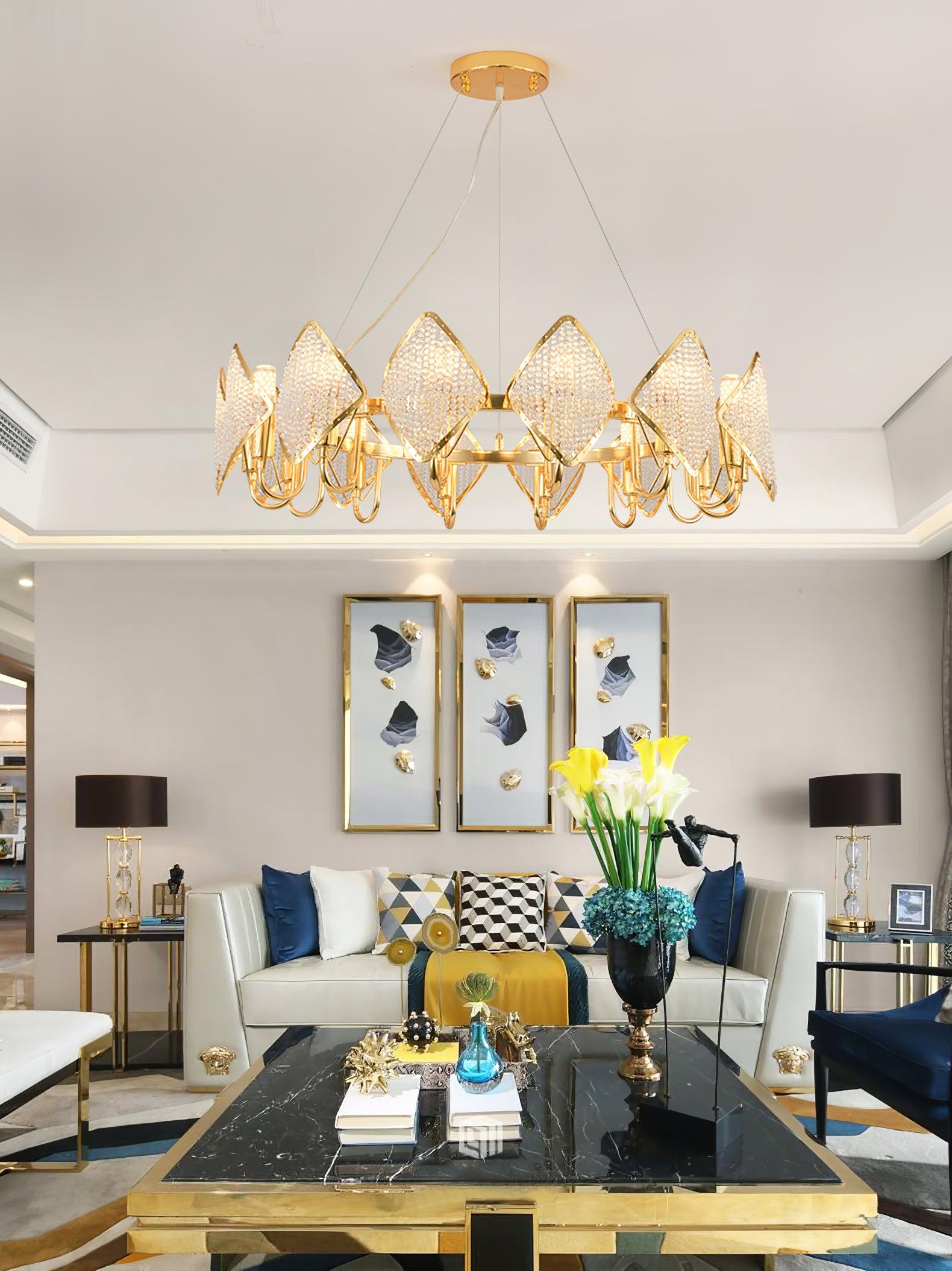 Aurora Chandelier Crystal Leaf Double-Tier - Lamp Outdoor