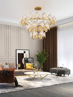 Aurora Chandelier Crystal Leaf Double-Tier - Lamp Outdoor