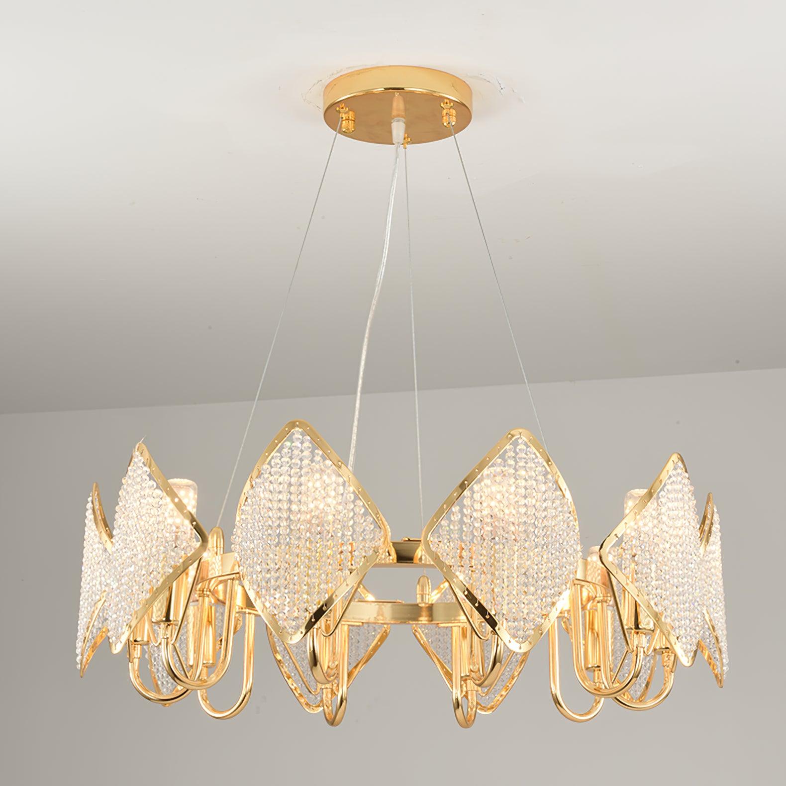 Aurora Chandelier Crystal Leaf Double-Tier - Lamp Outdoor