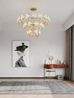 Aurora Chandelier Crystal Leaf Double-Tier - Lamp Outdoor