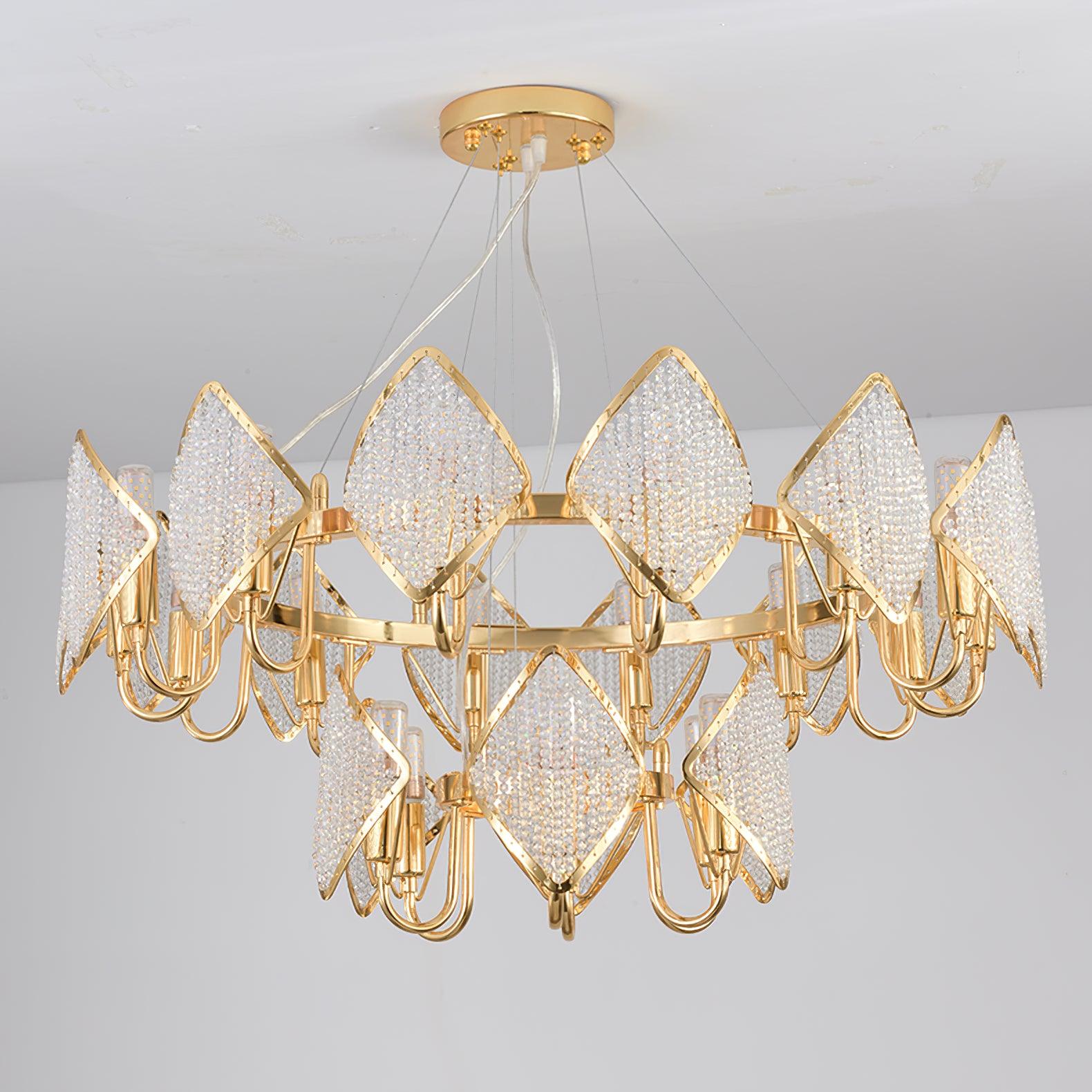 Aurora Chandelier Crystal Leaf Double-Tier - Lamp Outdoor