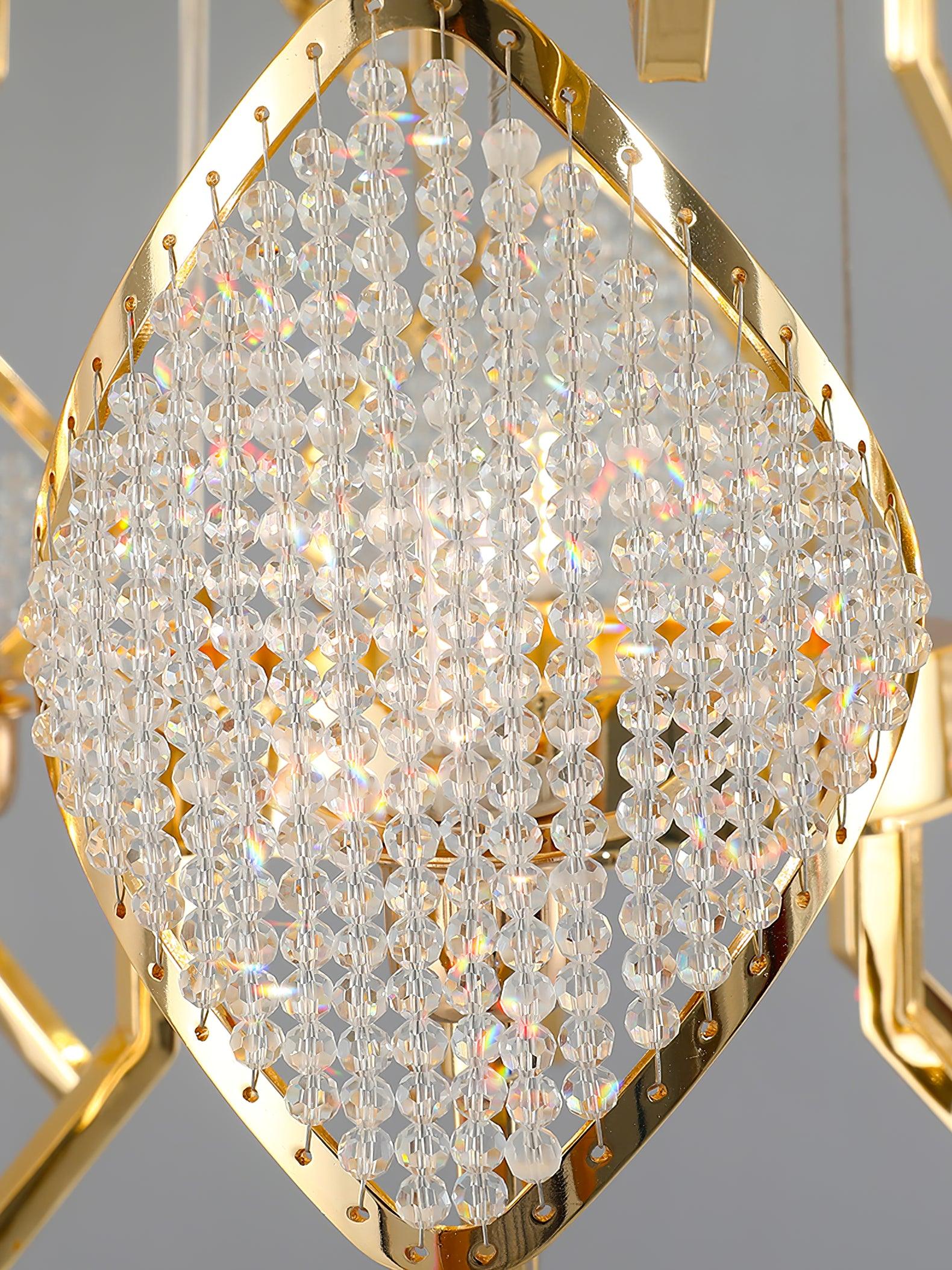 Aurora Chandelier Crystal Leaf Double-Tier - Lamp Outdoor