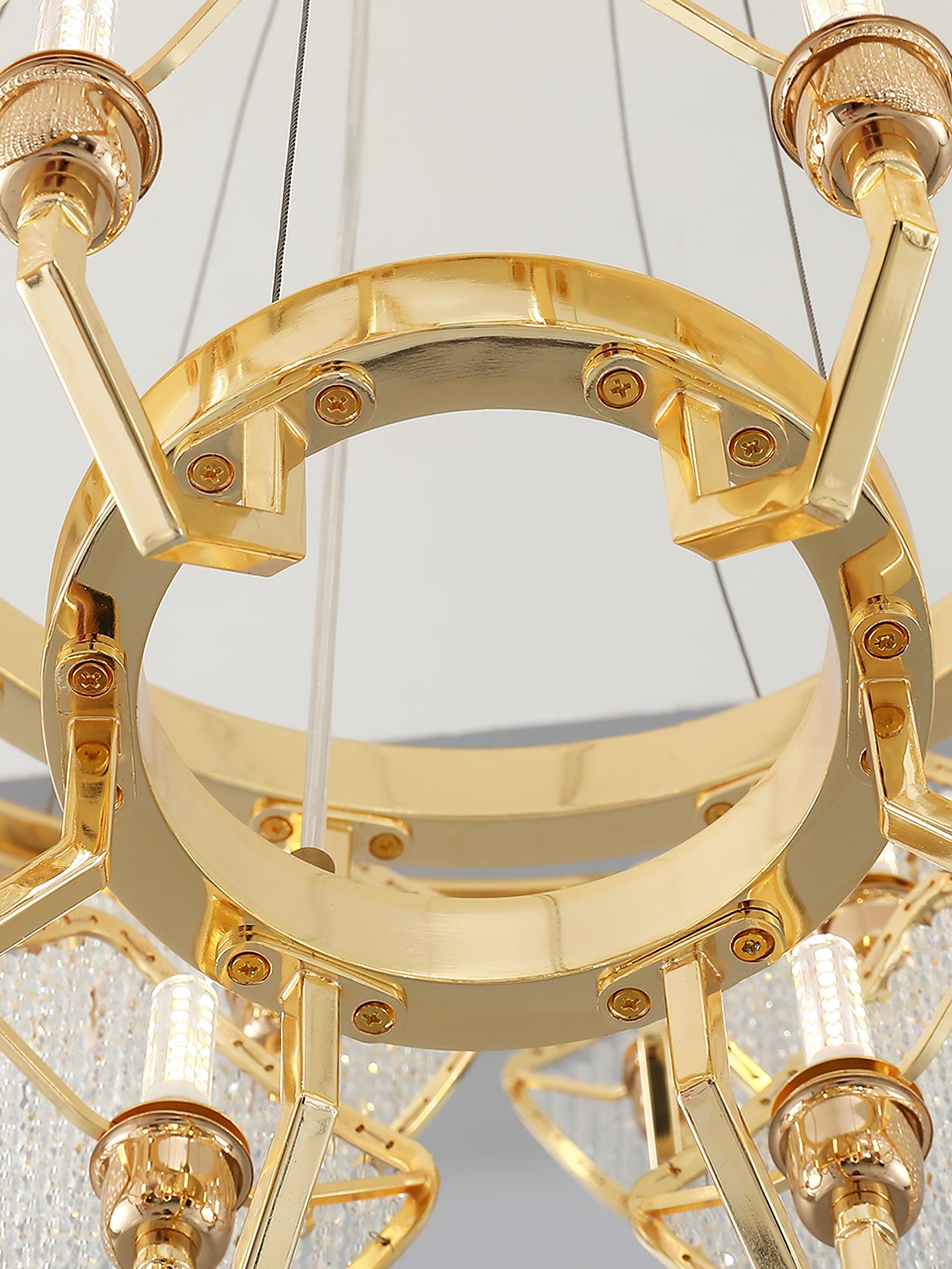 Aurora Chandelier Crystal Leaf Double-Tier - Lamp Outdoor
