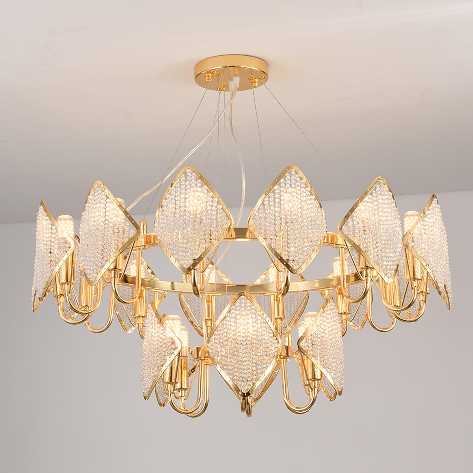 Aurora Chandelier Crystal Leaf Double-Tier - Lamp Outdoor