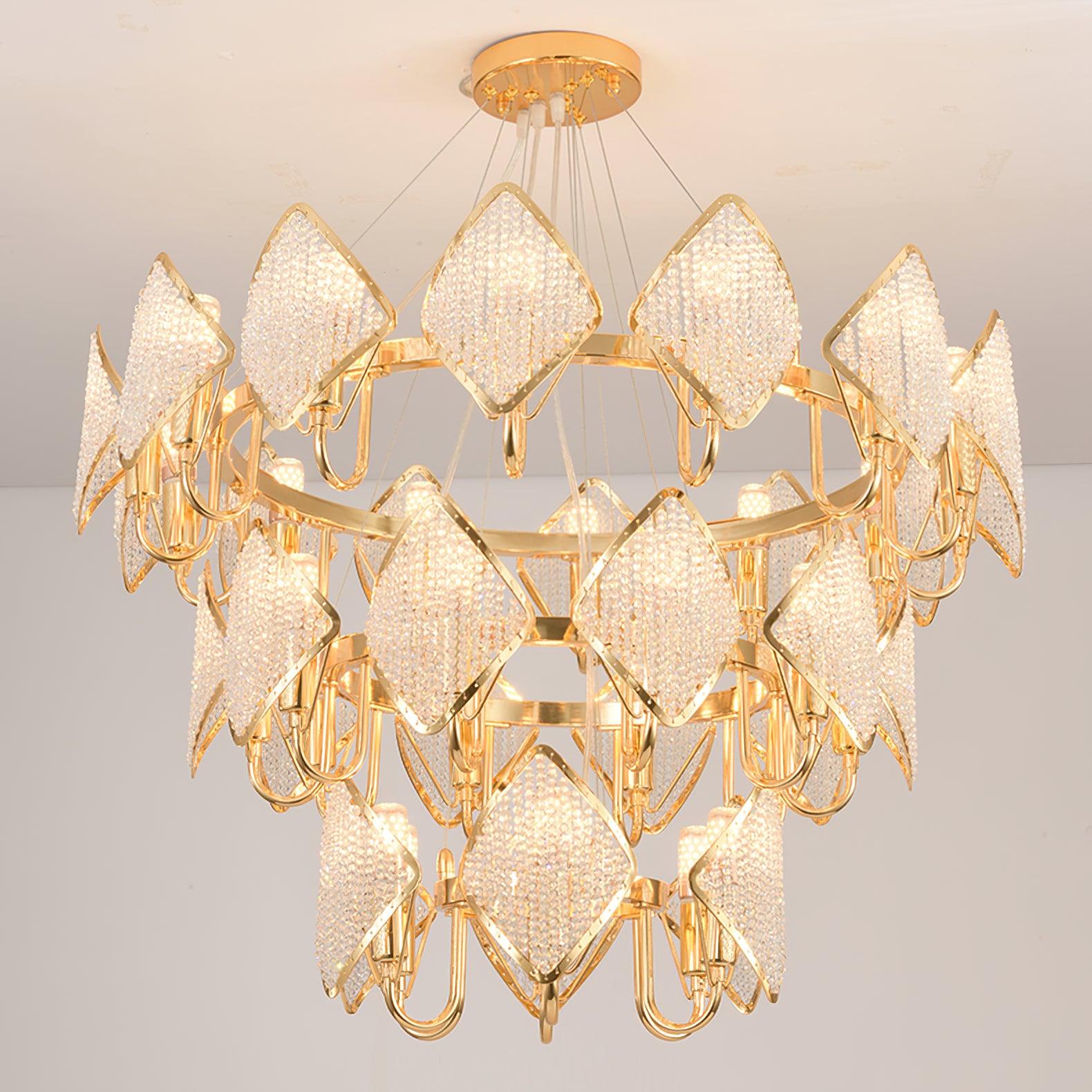 Aurora Chandelier Crystal Leaf Double-Tier - Lamp Outdoor