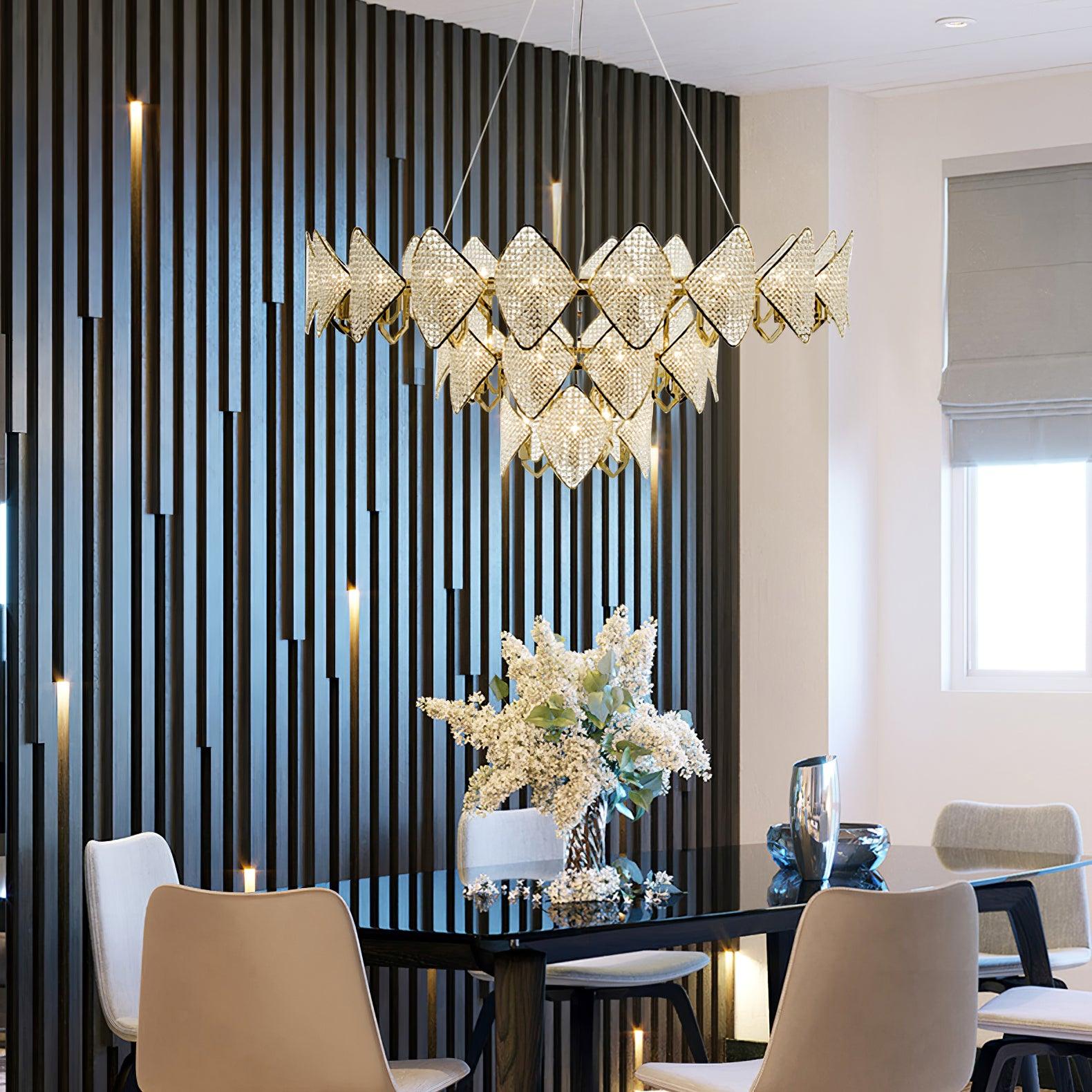 Aurora Chandelier Crystal Leaf Double-Tier - Lamp Outdoor