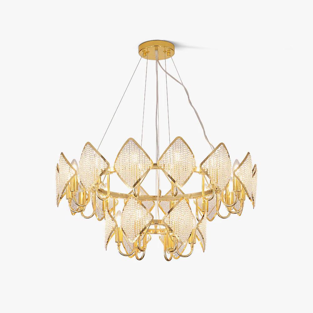 Aurora Chandelier Crystal Leaf Double-Tier - Lamp Outdoor