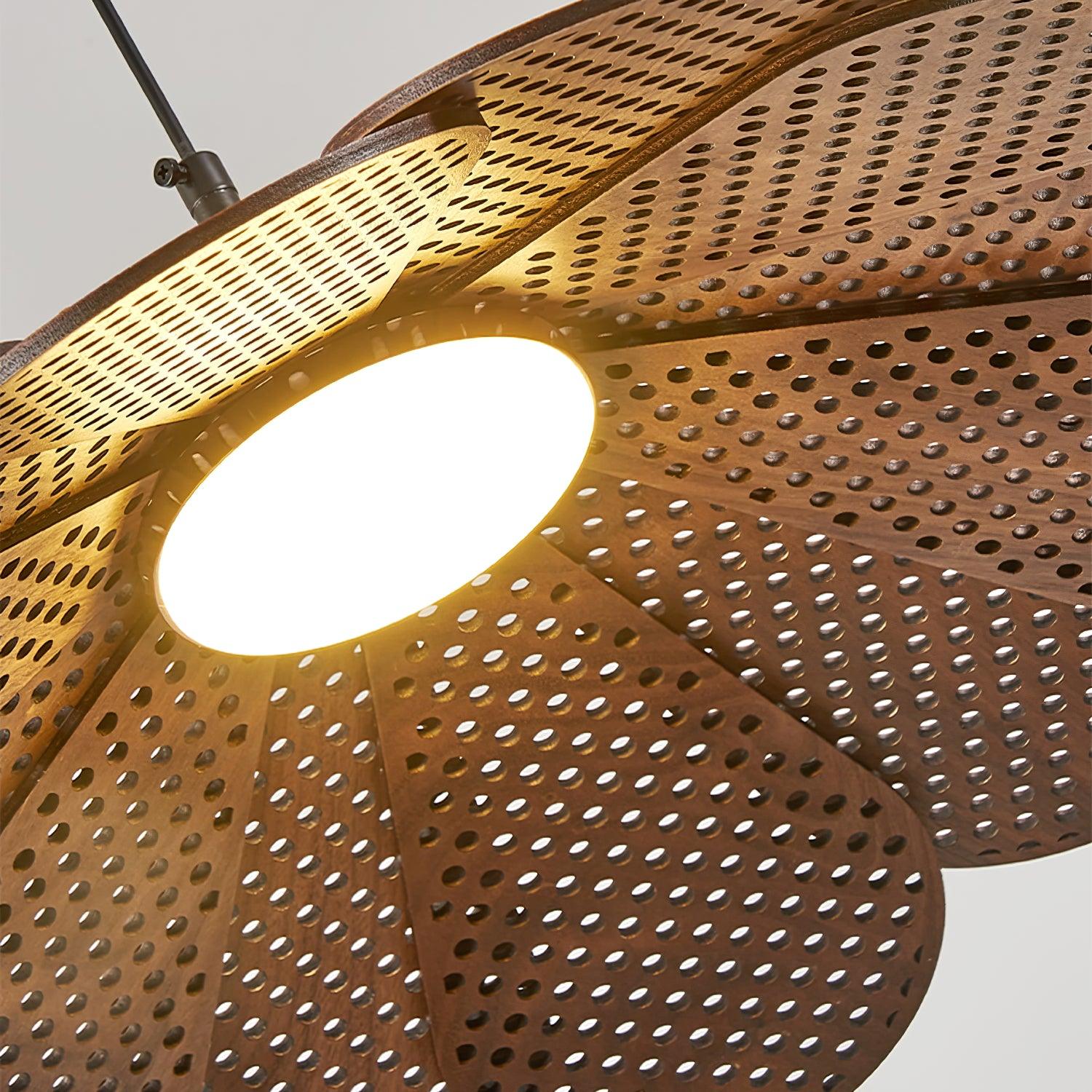 Zevarus Nordic Art Wabi-Sabi Metal Wood Pendant Light - Lamp Outdoor