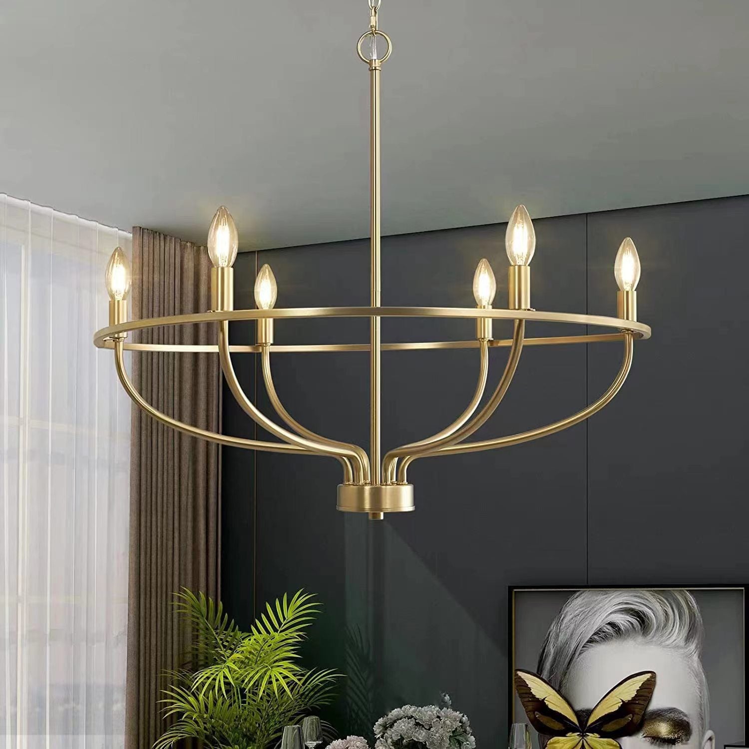Aurelia Brass Gold Candelabra Chandelier - Lamp Outdoor