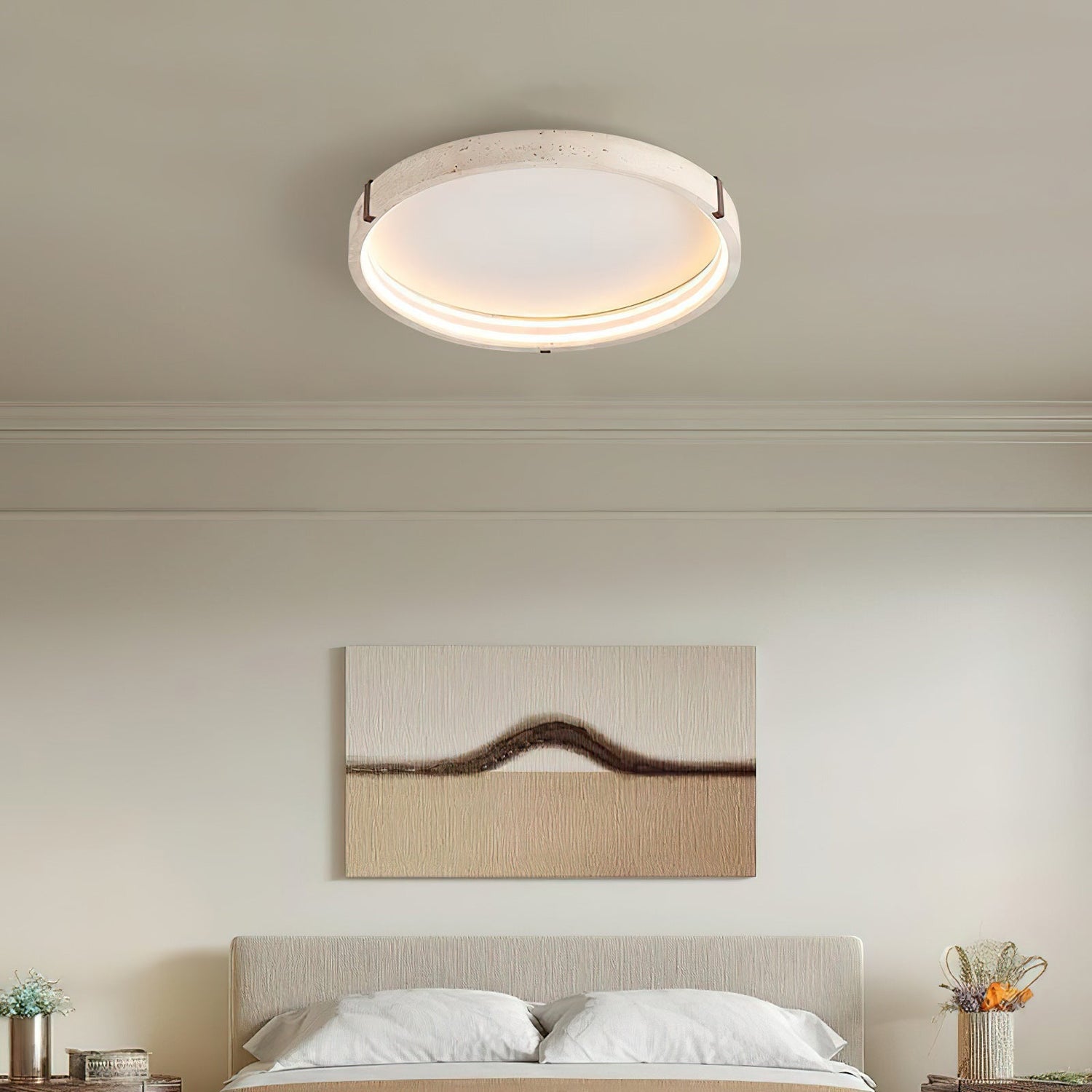 Horizon Wabi-Sabi Travertine Ceiling Light