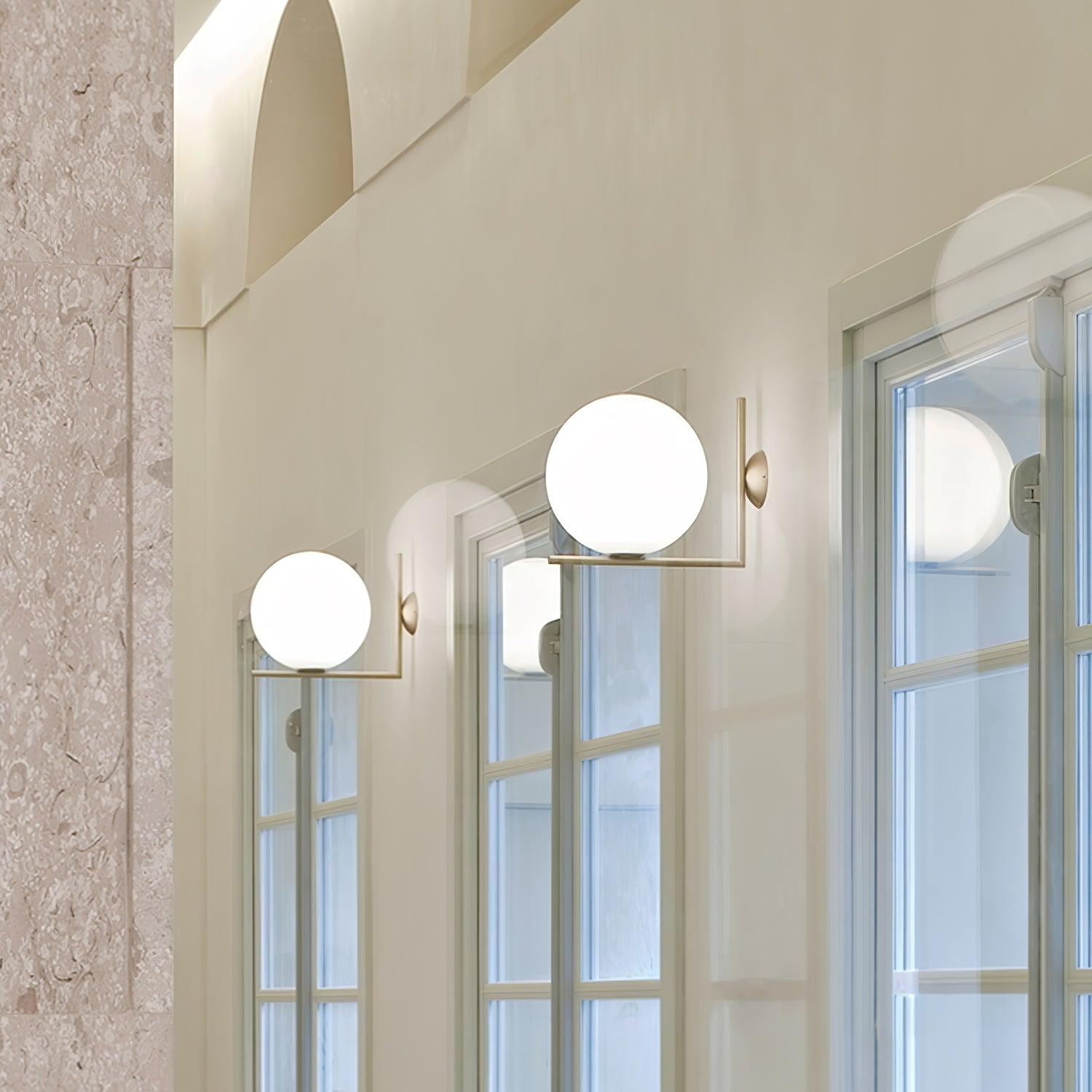 Blown Glass Opal Glass Wall Lamp - Lamp Outdoor