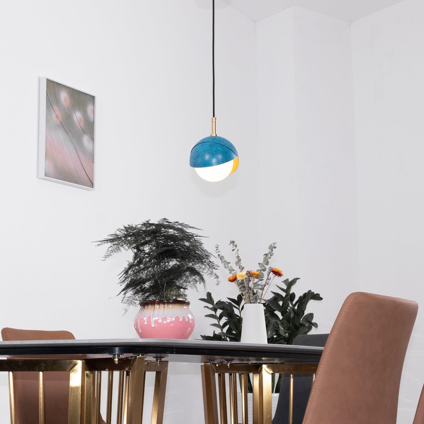Solara Pendant Lamp Brass Nested Opal Globe Modern - Letslighting