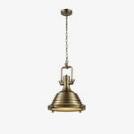 Solara Pendant Lamp Brass Ribbed Dome Industrial - Letslighting