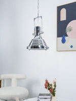 Solara Pendant Lamp Brass Ribbed Dome Industrial - Letslighting