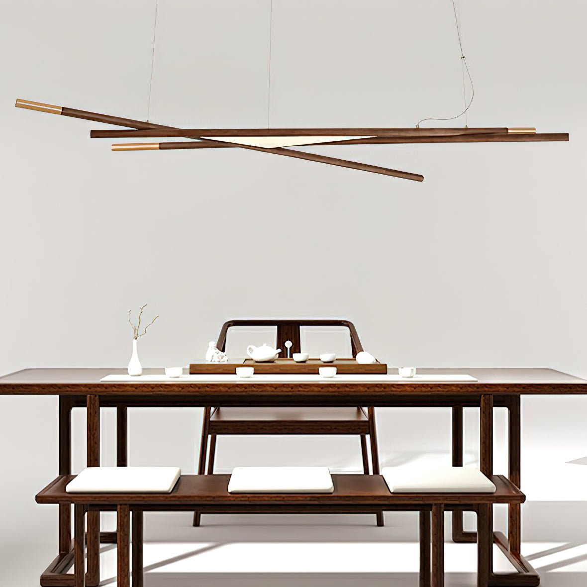 Aurora Chandelier Wooden Linear LED - Lamp Outdoor